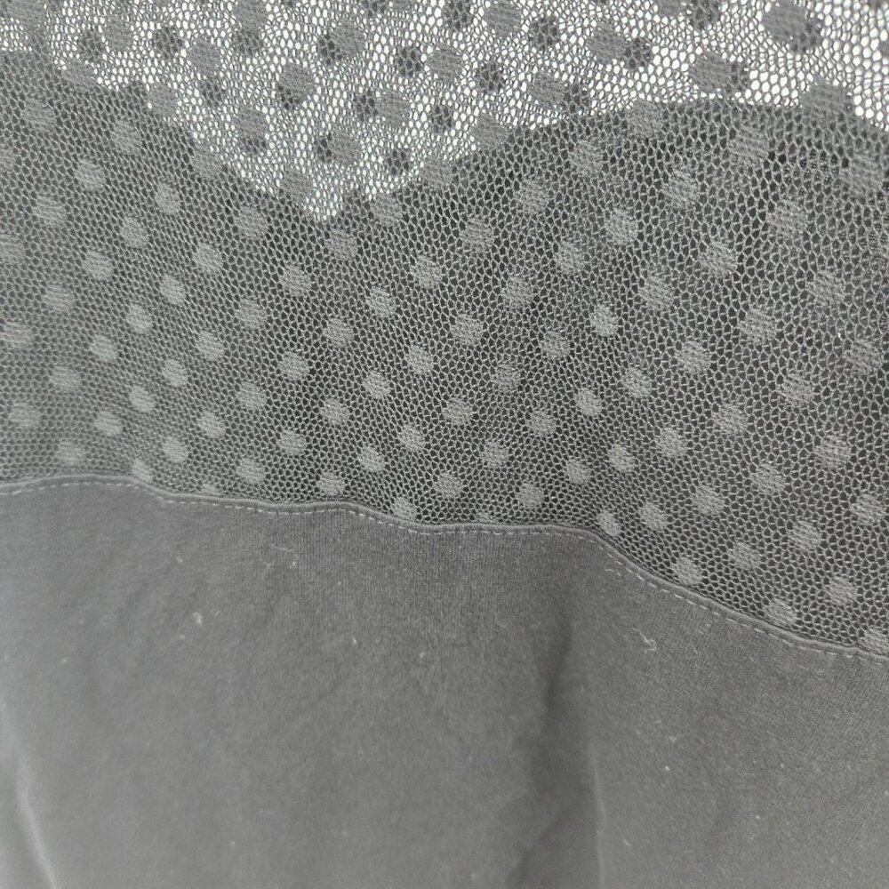 Ambiance Black Semi-Sheer Mesh Polka Dot Long Sleeved Blouse 2x - Picture 3 of 8